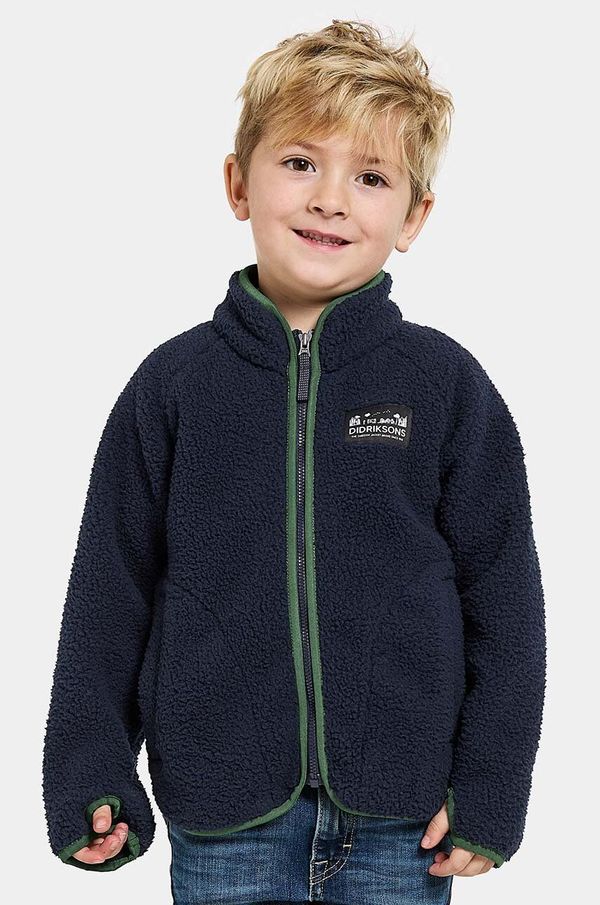 Didriksons Otroški pulover iz flisa Didriksons GIBBS KIDS FULLZIP mornarsko modra barva, 505577