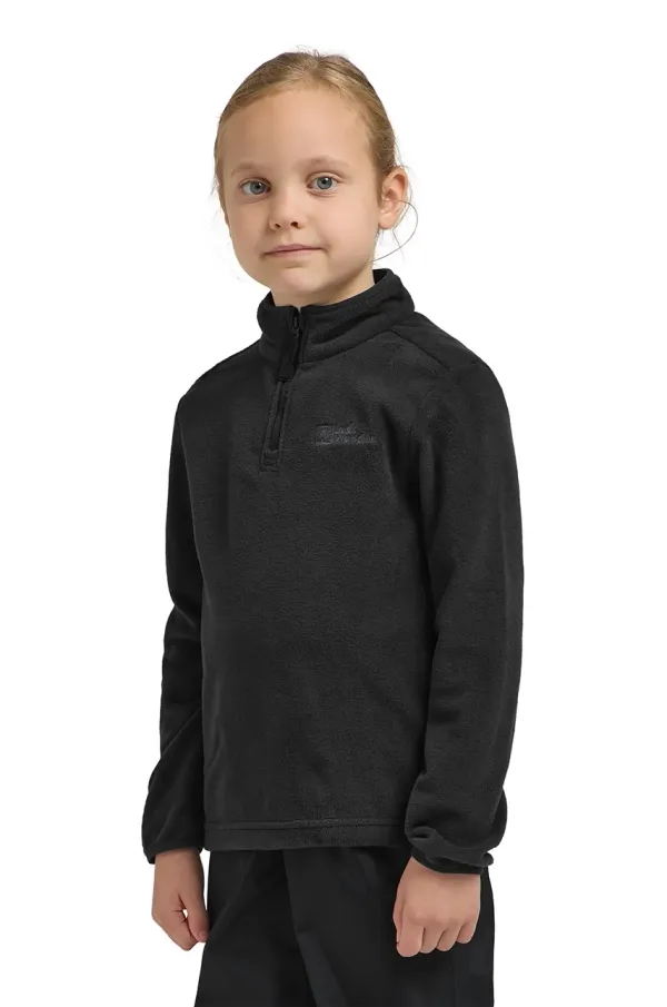 Jack Wolfskin Otroški pulover iz flisa Jack Wolfskin TAUNUS HALFZIP K črna barva, 1605555