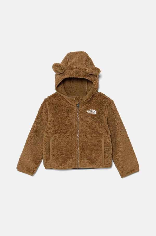 The North Face Otroški pulover iz flisa The North Face CAMPSHIRE F/Z HOODIE rjava barva, s kapuco, NF0A88VR1731