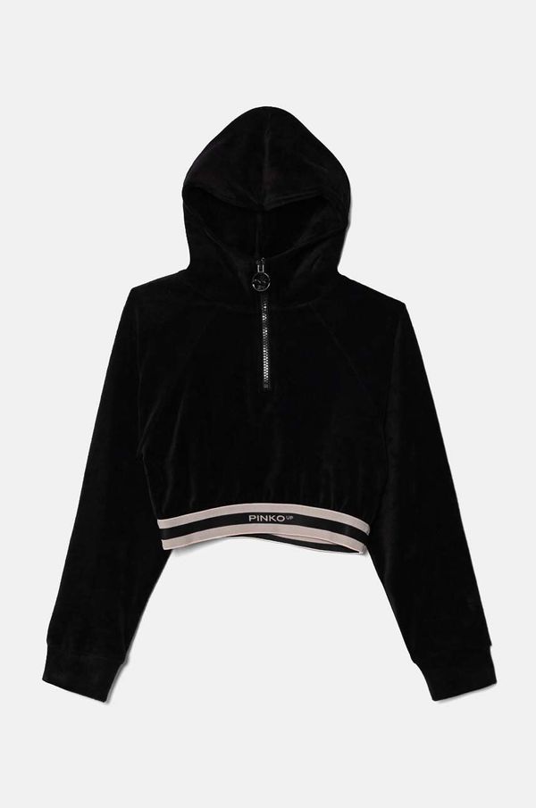 Pinko Up Otroški pulover iz velurja Pinko Up črna barva, s kapuco, F4PIJGHS055
