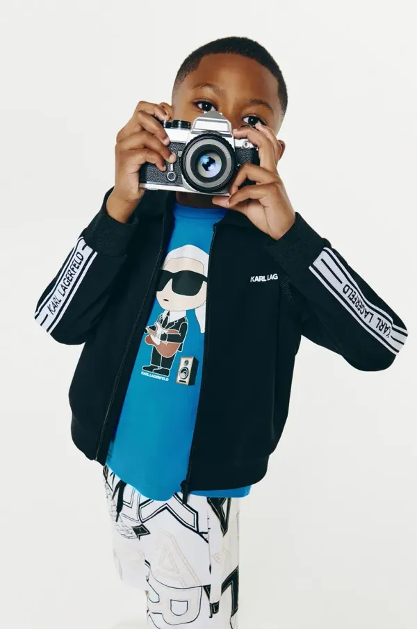 Karl Lagerfeld Otroški pulover Karl Lagerfeld črna barva, Z30434