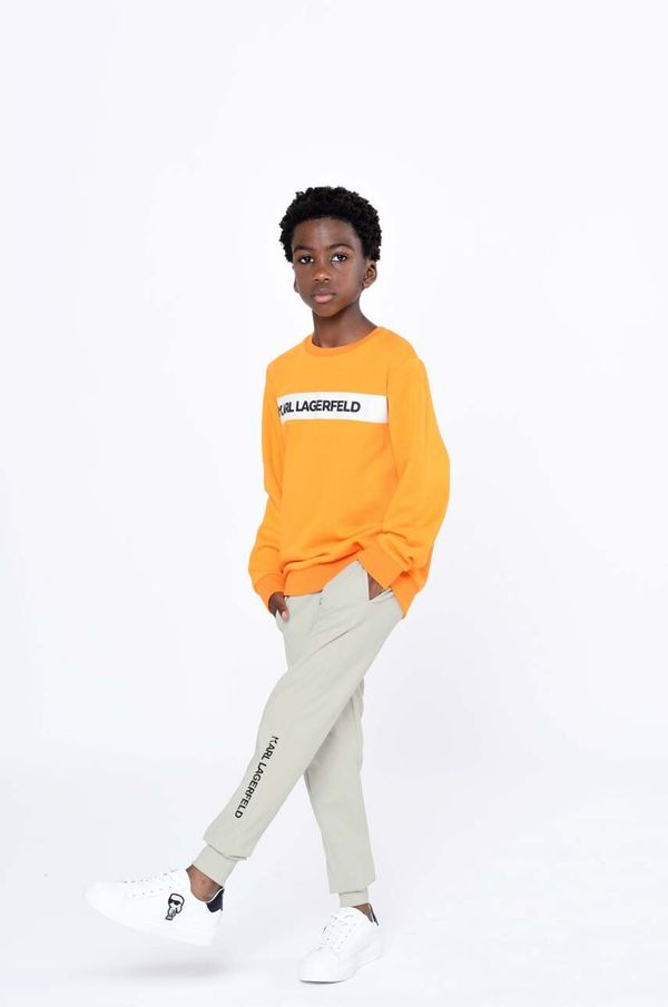 Karl Lagerfeld Otroški pulover Karl Lagerfeld oranžna barva