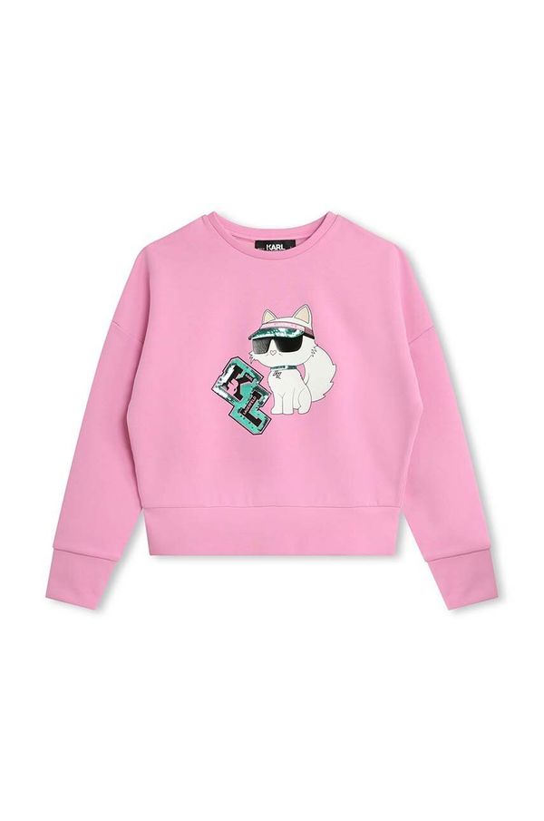 Karl Lagerfeld Otroški pulover Karl Lagerfeld roza barva