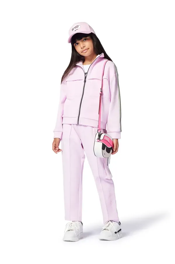 Karl Lagerfeld Otroški pulover Karl Lagerfeld roza barva, Z30483