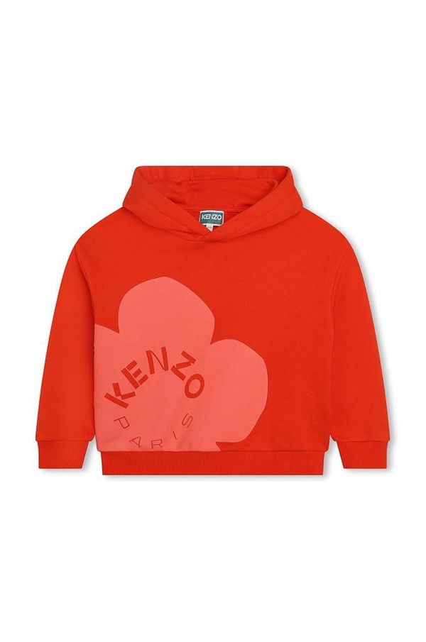 Kenzo kids Otroški pulover Kenzo Kids oranžna barva, s kapuco