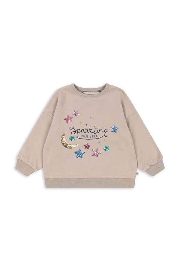 Konges Sløjd Otroški pulover Konges Sløjd LOU SEQUIN SWEATSHIRT OCS bež barva, KS101564