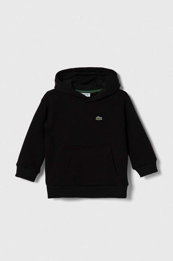 Lacoste Otroški pulover Lacoste črna barva, s kapuco