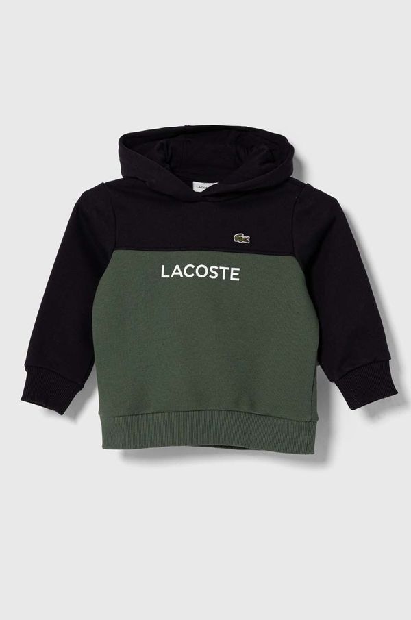 Lacoste Otroški pulover Lacoste mornarsko modra barva, s kapuco