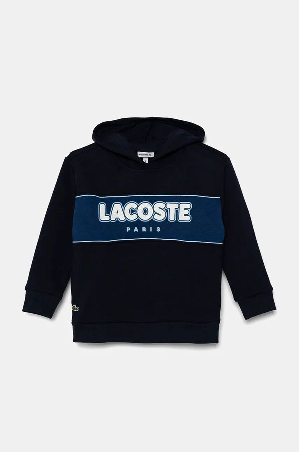 Lacoste Otroški pulover Lacoste mornarsko modra barva, s kapuco, SJ2445