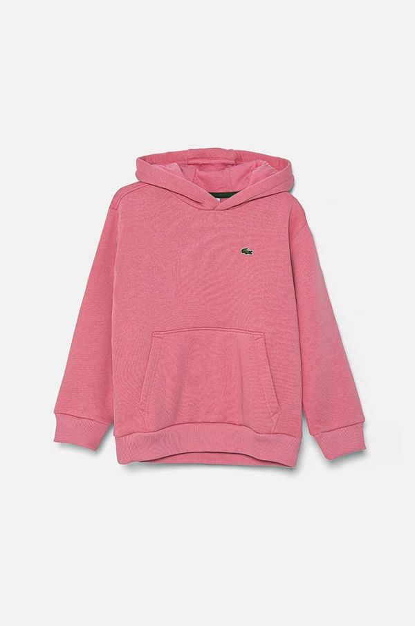 Lacoste Otroški pulover Lacoste roza barva, s kapuco, SJ5292