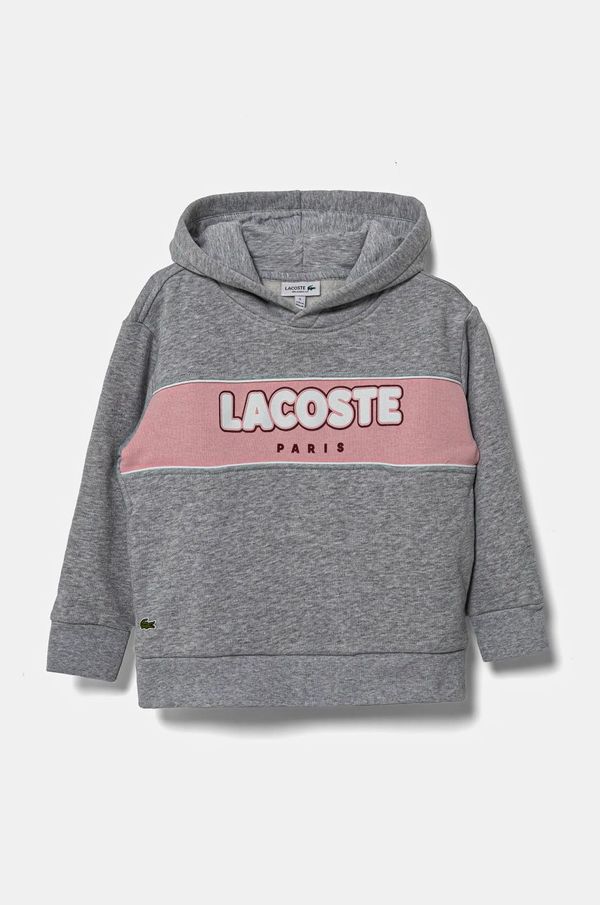 Lacoste Otroški pulover Lacoste siva barva, s kapuco, SJ2445