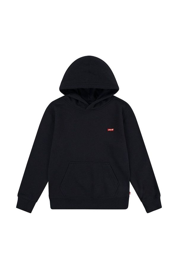 Levi's Otroški pulover Levi's MINI BATWING HOODIE črna barva, s kapuco, 8EL452