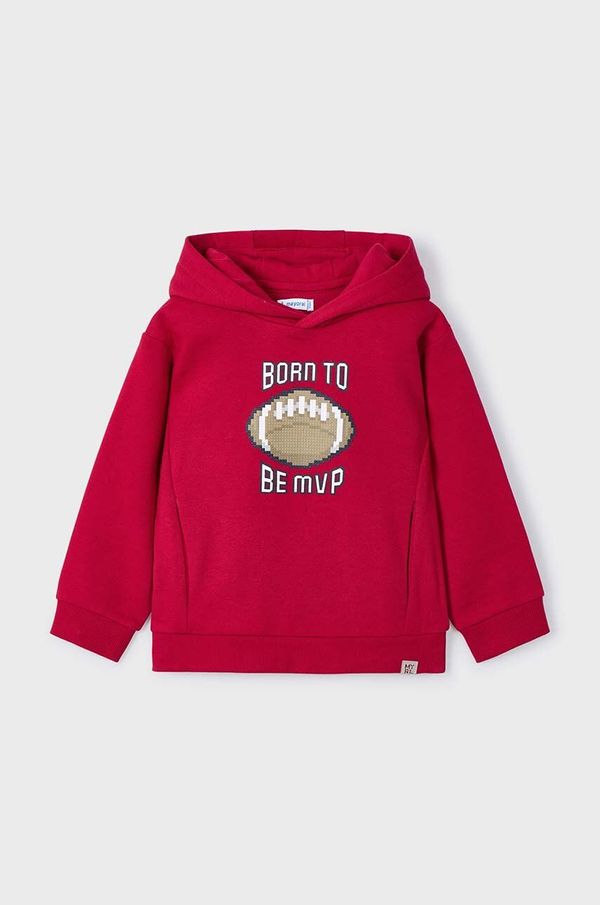 Mayoral Otroški pulover Mayoral rdeča barva, s kapuco, 4451