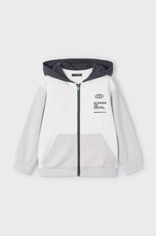 Mayoral Otroški pulover Mayoral siva barva, s kapuco, 3425