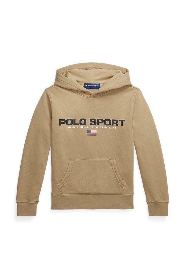 Polo Ralph Lauren Otroški pulover Polo Ralph Lauren bež barva, s kapuco, 323962111003