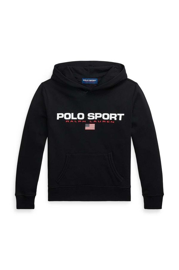 Polo Ralph Lauren Otroški pulover Polo Ralph Lauren črna barva, s kapuco, 323962111002