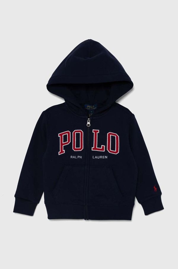 Polo Ralph Lauren Otroški pulover Polo Ralph Lauren mornarsko modra barva, s kapuco, 322950835001