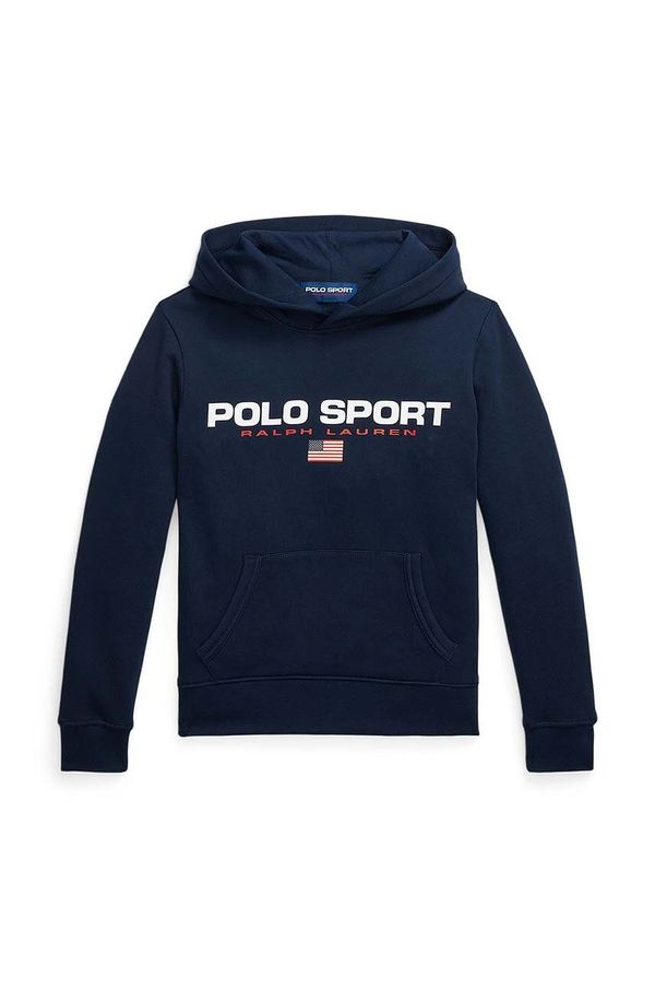 Polo Ralph Lauren Otroški pulover Polo Ralph Lauren mornarsko modra barva, s kapuco, 323962111001