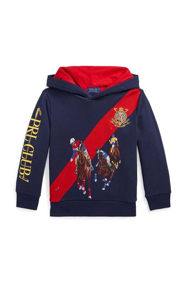 Polo Ralph Lauren Otroški pulover Polo Ralph Lauren mornarsko modra barva, s kapuco