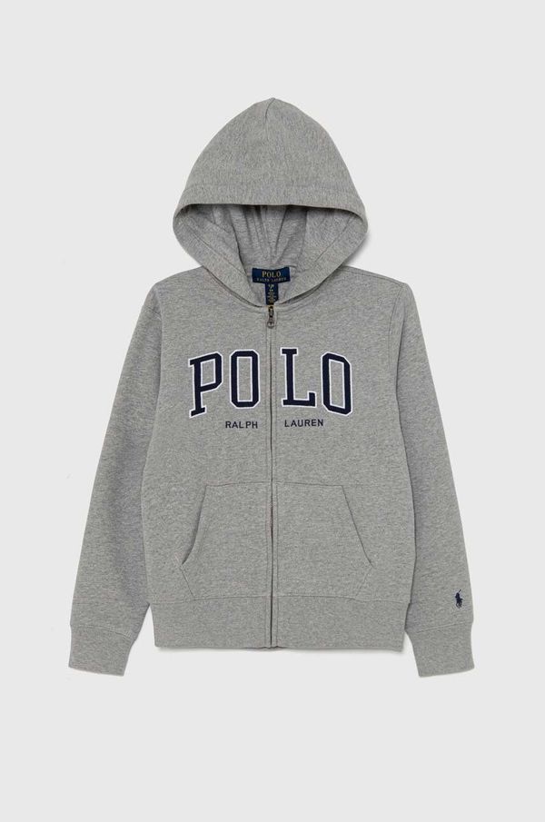 Polo Ralph Lauren Otroški pulover Polo Ralph Lauren siva barva, s kapuco, 323950835002