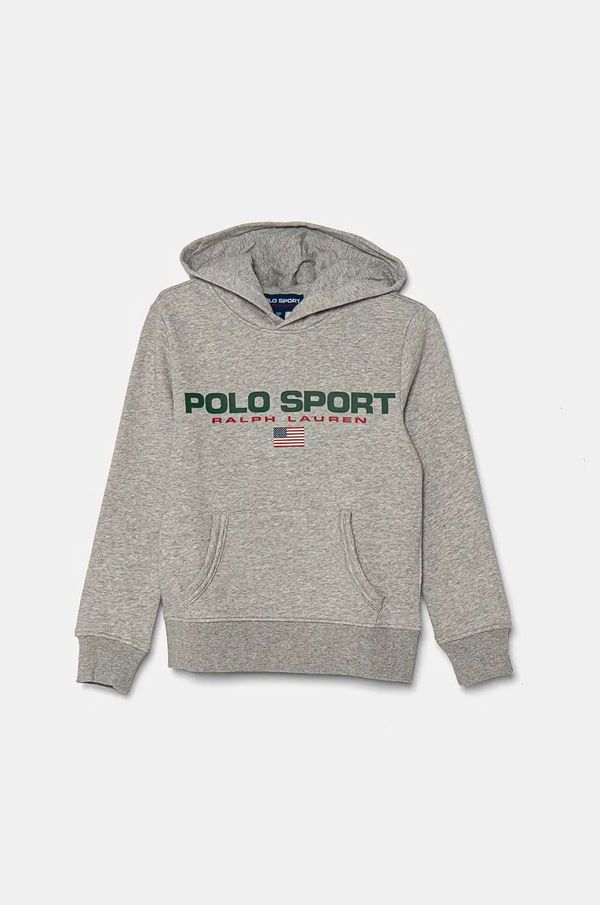 Polo Ralph Lauren Otroški pulover Polo Ralph Lauren siva barva, s kapuco, 323962111004