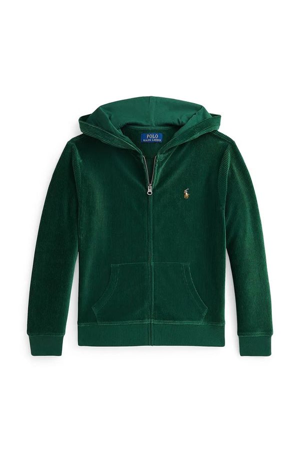 Polo Ralph Lauren Otroški pulover Polo Ralph Lauren zelena barva, s kapuco, 323952461002