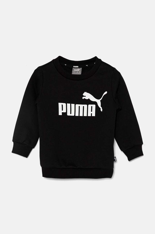 Puma Otroški pulover Puma ESS Big Logo Crew FL B črna barva