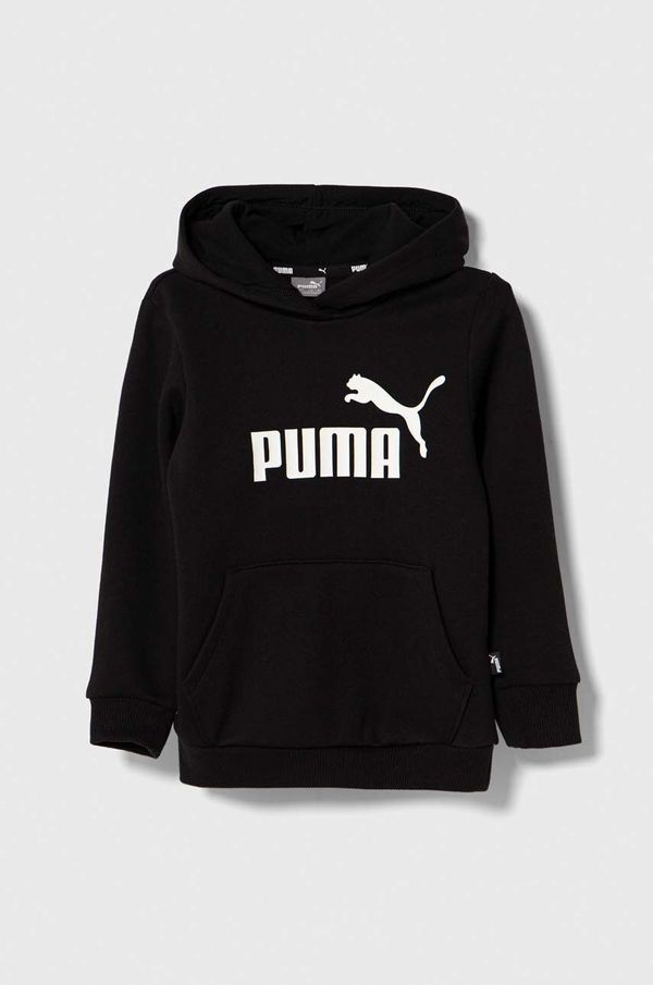 Puma Otroški pulover Puma ESS Logo Hoodie FL G črna barva, s kapuco