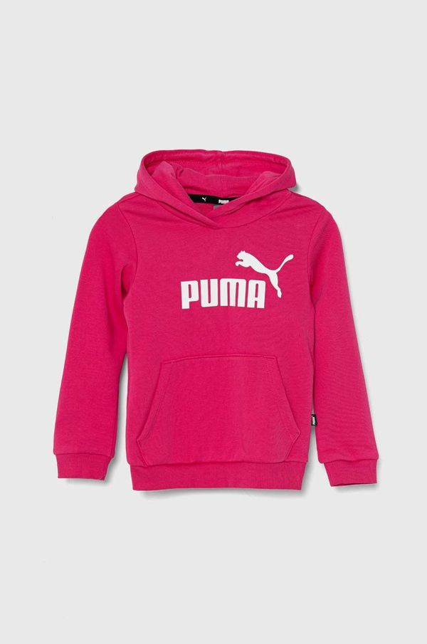 Puma Otroški pulover Puma ESS Logo TR G roza barva, s kapuco