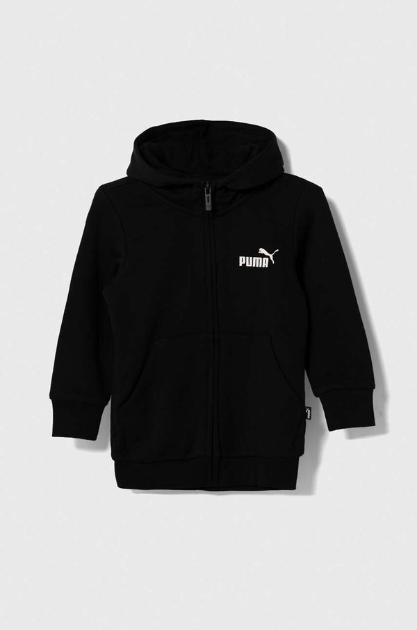 Puma Otroški pulover Puma ESS Small Logo Full-Zip Hoodie TR G črna barva, s kapuco