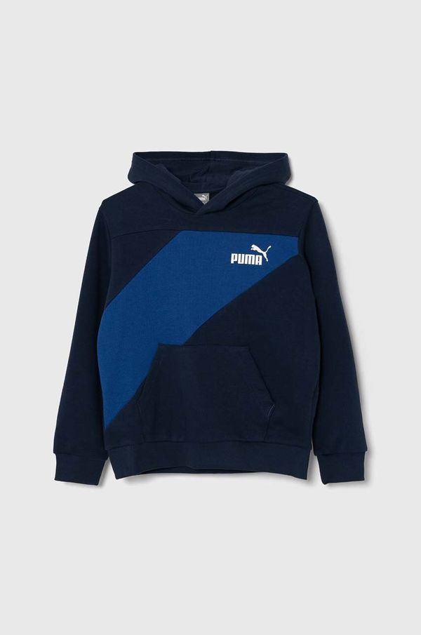 Puma Otroški pulover Puma PUMA POWER Colorblock TR B Club N mornarsko modra barva, s kapuco