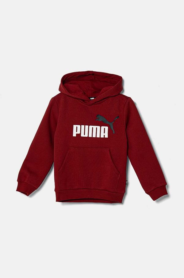 Puma Otroški pulover Puma rdeča barva, s kapuco