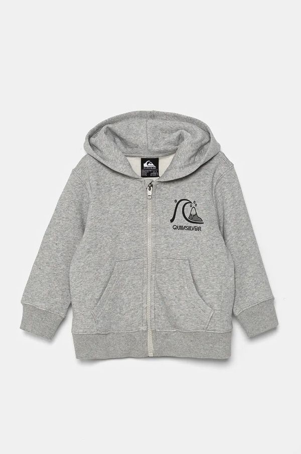 Quiksilver Otroški pulover Quiksilver GRAPHIC ZIP HOODIE siva barva, s kapuco, AQKFT03047