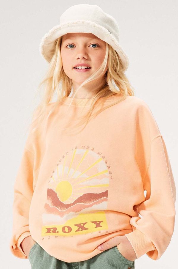 Roxy Otroški pulover Roxy LINEUPCREWRGTER oranžna barva
