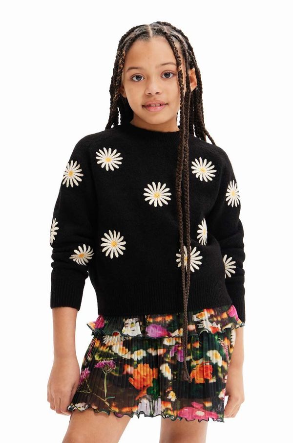Desigual Otroški pulover s primesjo volne Desigual črna barva