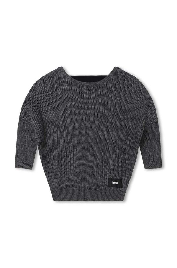 DKNY Otroški pulover s primesjo volne Dkny siva barva