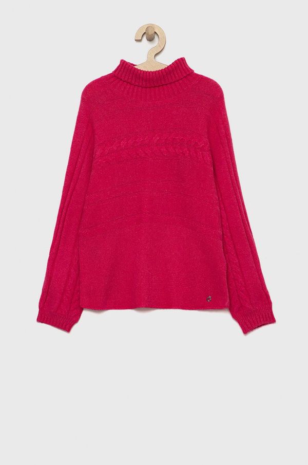 Guess Otroški pulover s primesjo volne Guess roza barva