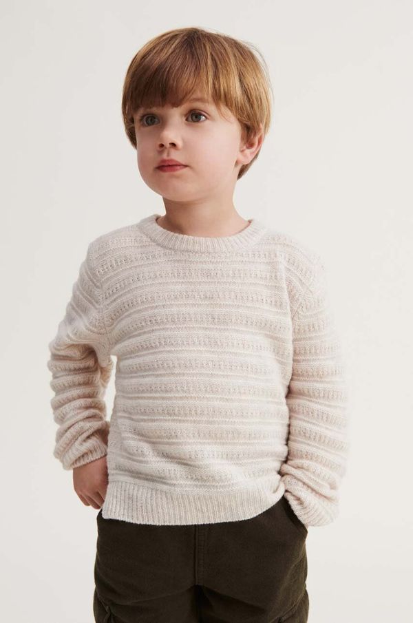Liewood Otroški pulover s primesjo volne Liewood bež barva