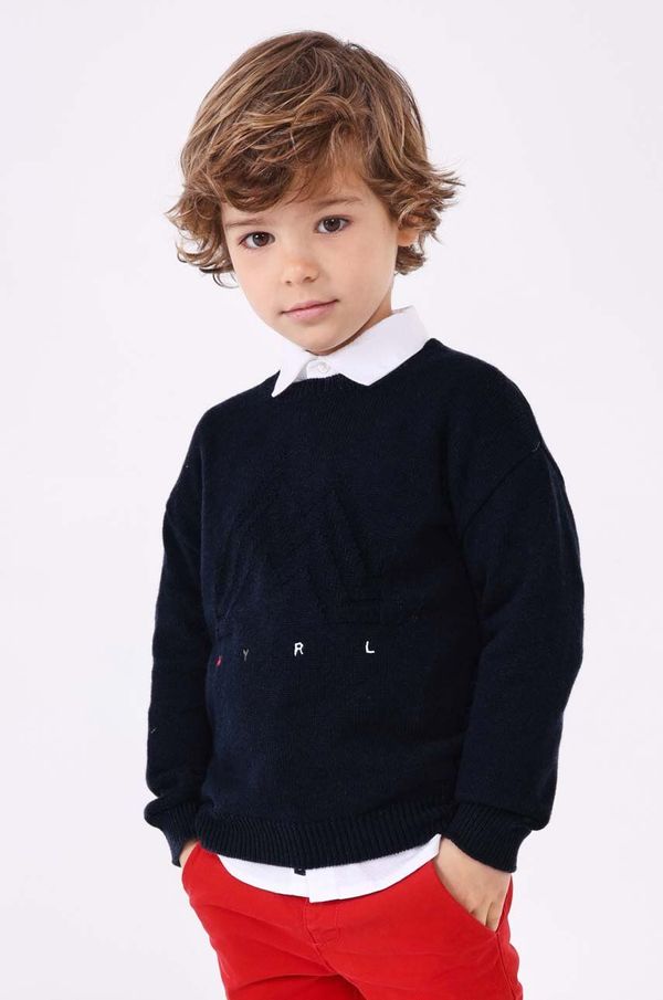 Mayoral Otroški pulover s primesjo volne Mayoral mornarsko modra barva