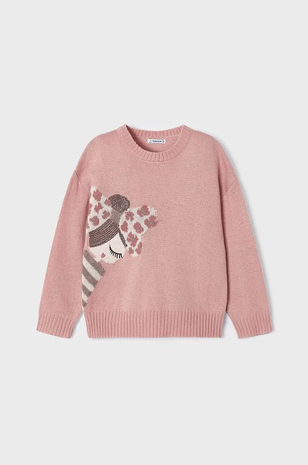 Mayoral Otroški pulover s primesjo volne Mayoral roza barva