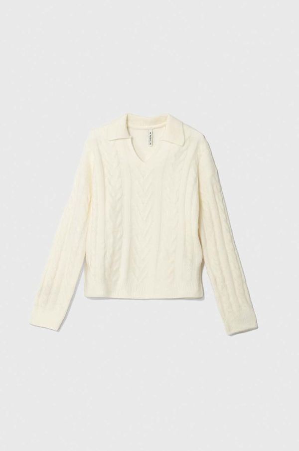 Pepe Jeans Otroški pulover s primesjo volne Pepe Jeans Renata bež barva