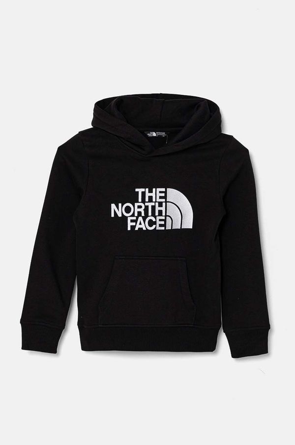 The North Face Otroški pulover The North Face DREW PEAK P/O HOODIE črna barva, s kapuco, NF0A89HHJK31