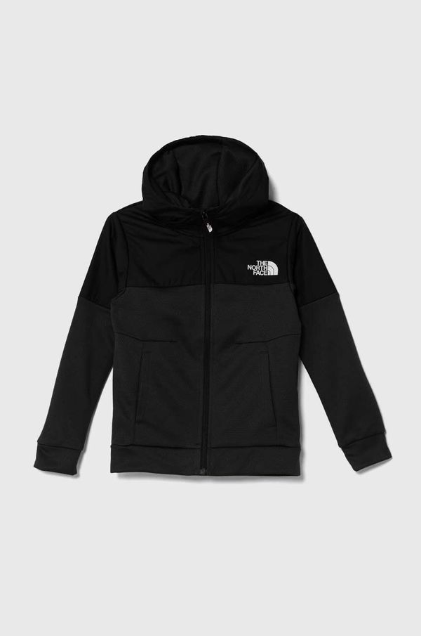 The North Face Otroški pulover The North Face MOUNTAIN ATHLETICS FULL ZIP HOODIE črna barva, s kapuco