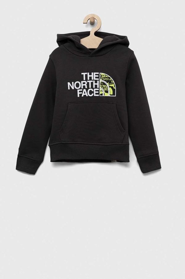 The North Face Otroški pulover The North Face siva barva, s kapuco