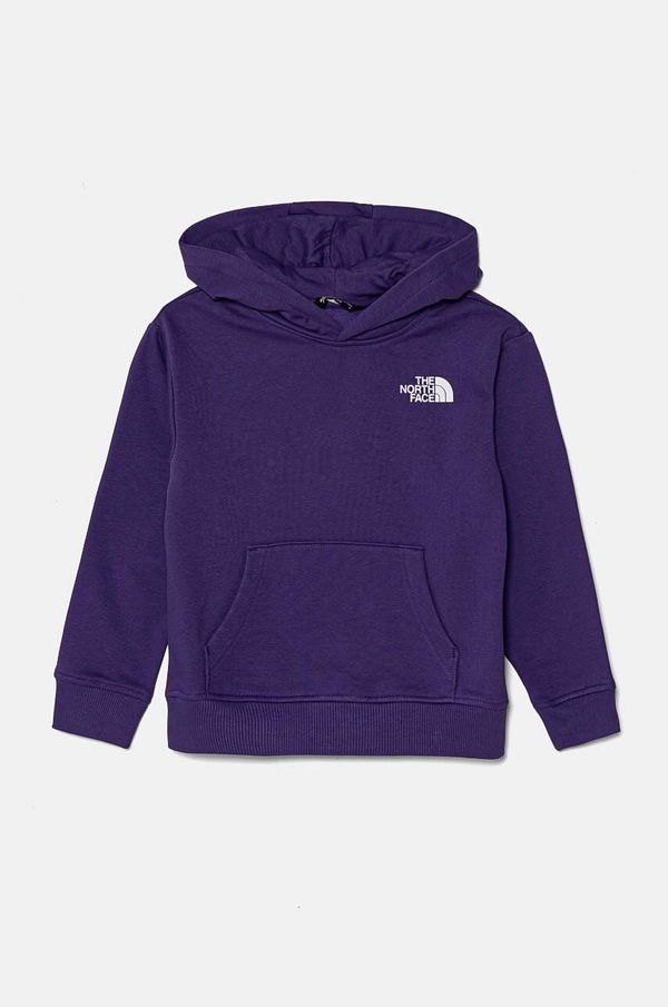 The North Face Otroški pulover The North Face VERTICAL GRAPHIC OVERSIZED HOODIE vijolična barva, s kapuco, NF0A89HDNL41