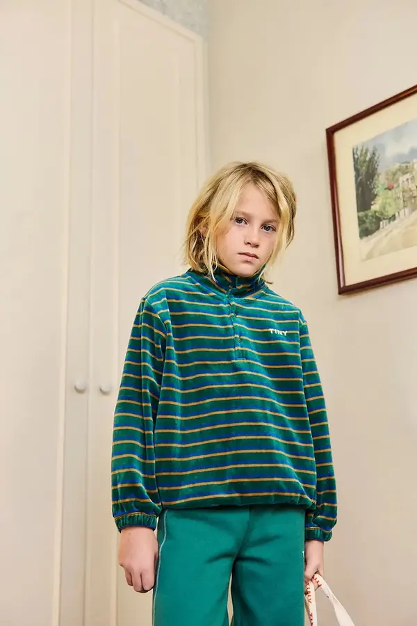 Tinycottons Otroški pulover Tinycottons DUO STRIPES MOCKNECK SWEATSHIRT