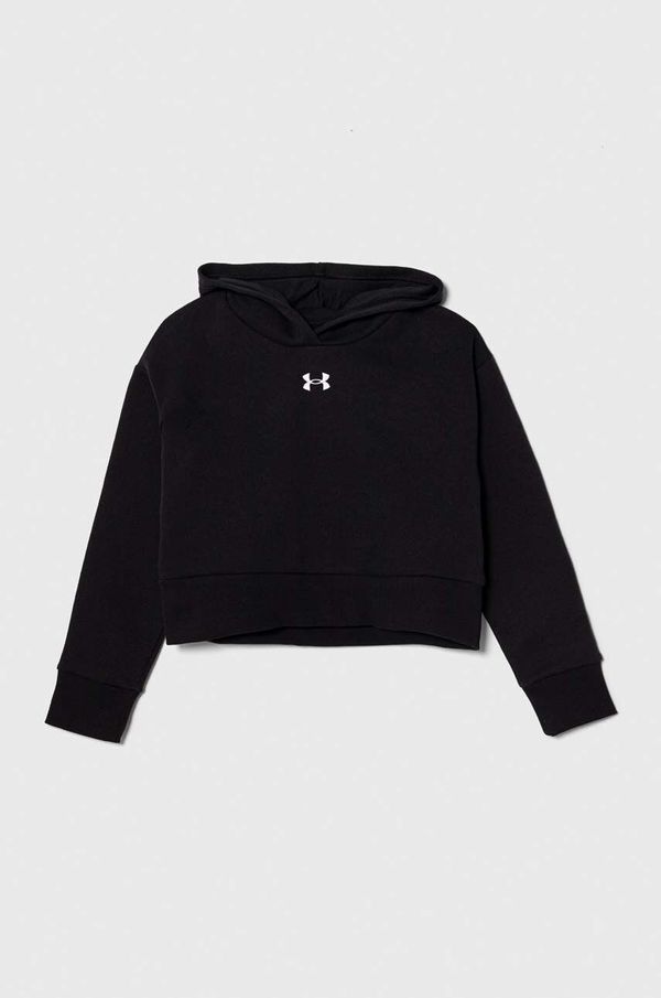 Under Armour Otroški pulover Under Armour UA Rival Fleece Crop črna barva, s kapuco