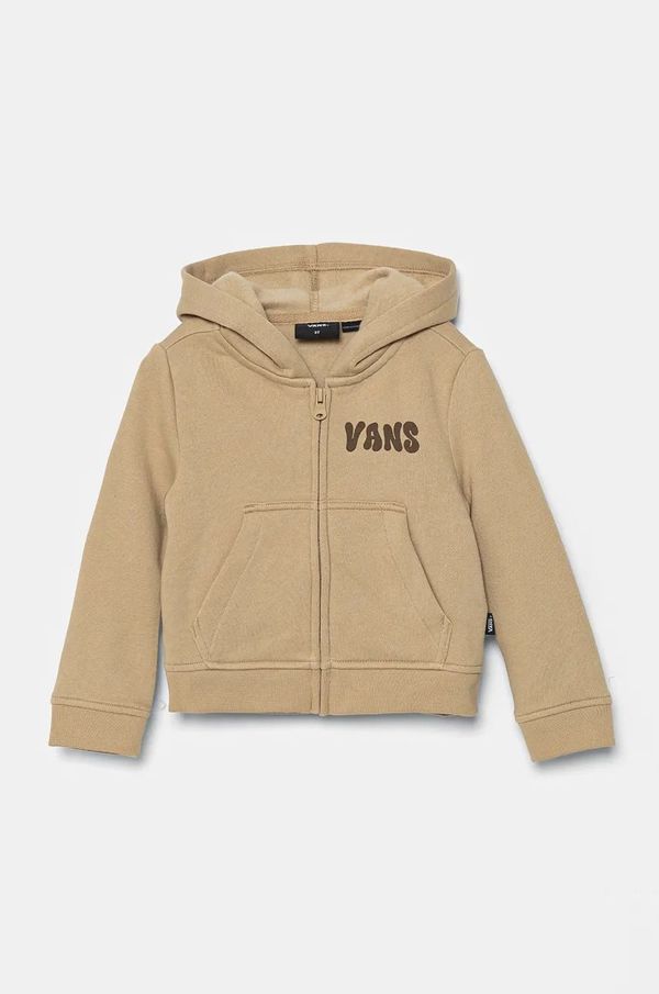 Vans Otroški pulover Vans Happy Days Zip Hoodie bež barva, s kapuco, VN000JAU4MG1