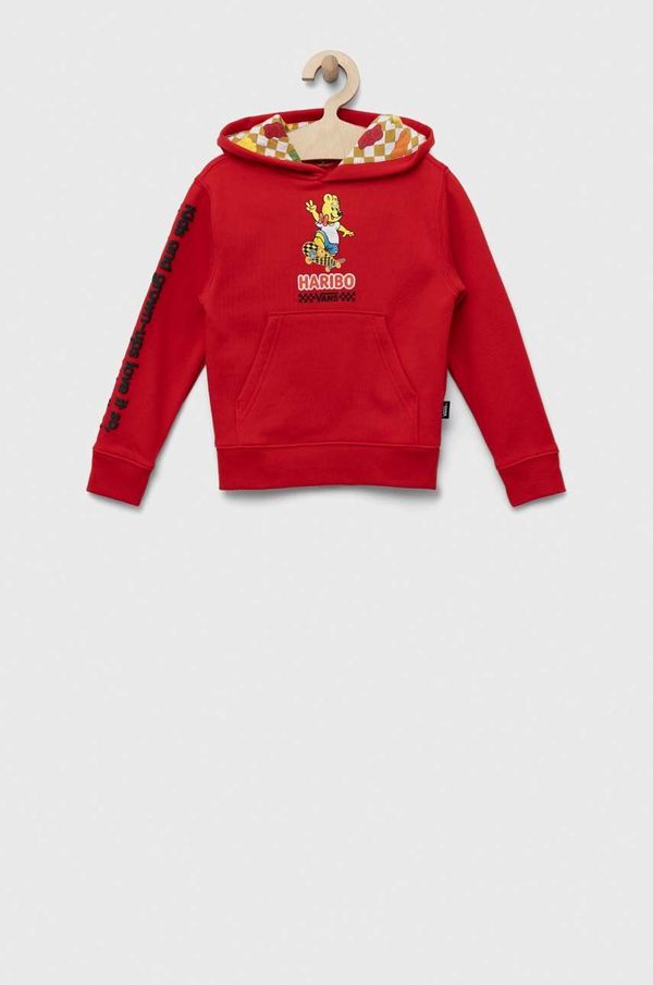Vans Otroški pulover Vans HARIBO PO HARB rdeča barva, s kapuco