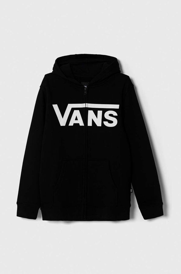 Vans Otroški pulover Vans VANS CLASSIC FZ črna barva, s kapuco
